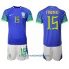 Conjunto (Camiseta+Pantalón Corto) Brasil Fabinho 15 Segunda Equipación Mundial 2022 - Niño